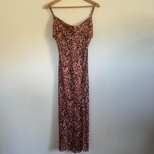 Paper heart animal print slip dress with side slit size: XS